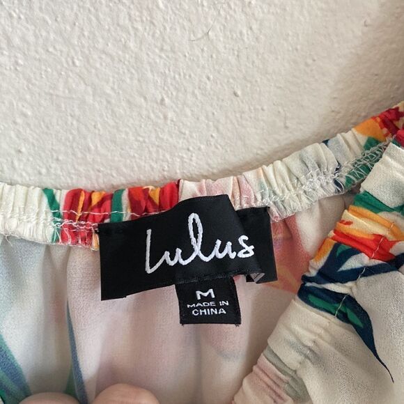 Lulus Cancun Cutie Ivory Floral Print Off-the-Shoulder Maxi Dress Sz M Vacation - Picture 5 of 8